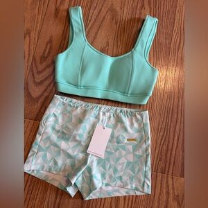 Cleo Harper Mint Sports Bra & Short Set Ladies Size 6 NWT